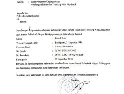 Surat Pengantar Kepengurusan Kehilangan Ijazah dan Transkrip Nilai Akademik Firkoh Rois
