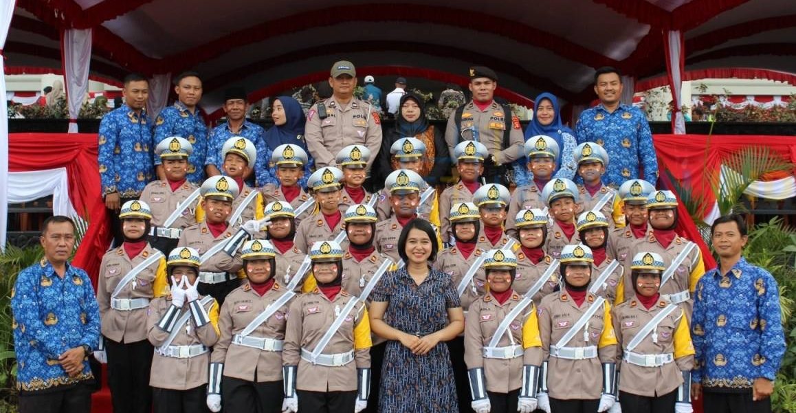 Atraksi polisi cilik (Pocil) pada momen rangkaian peringatan HUT ke-78 Kemerdekaan RI.